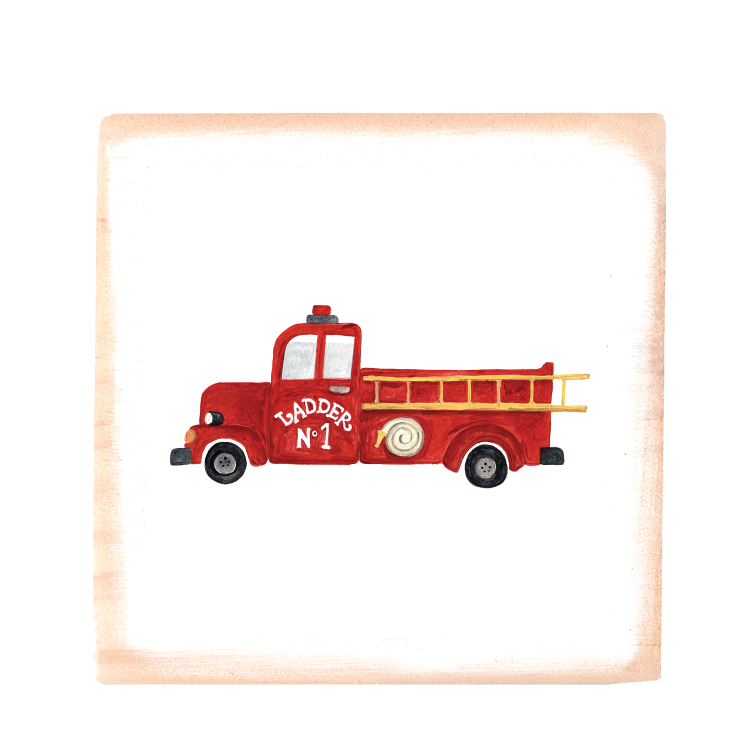 fire truck square wood block