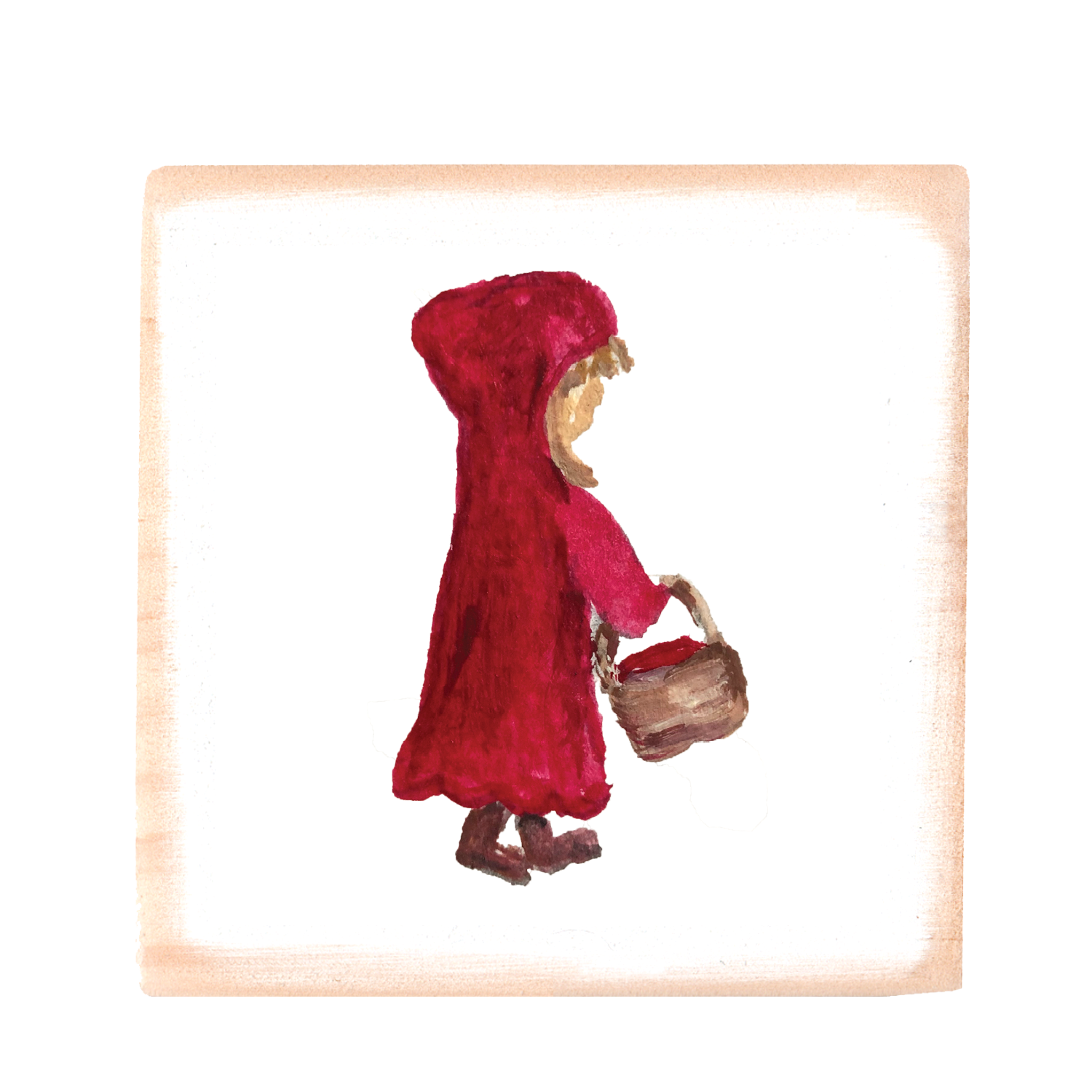 little red riding hood square wood block