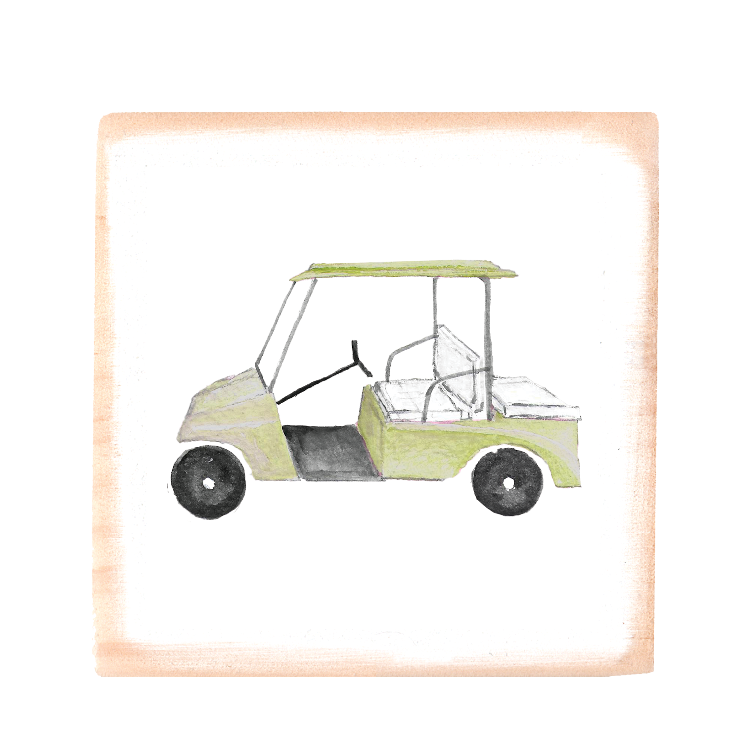 golf cart yellow square wood block