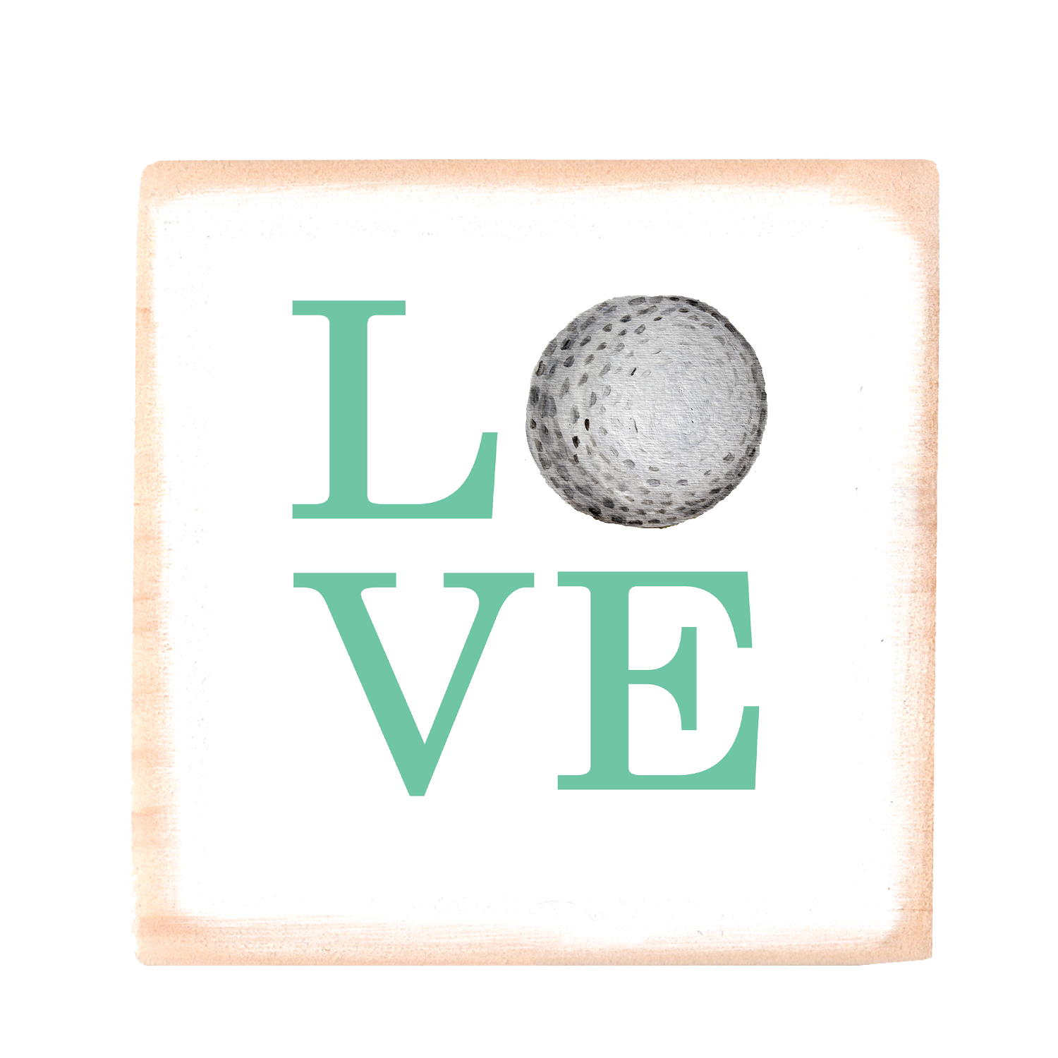 love golf square wood block