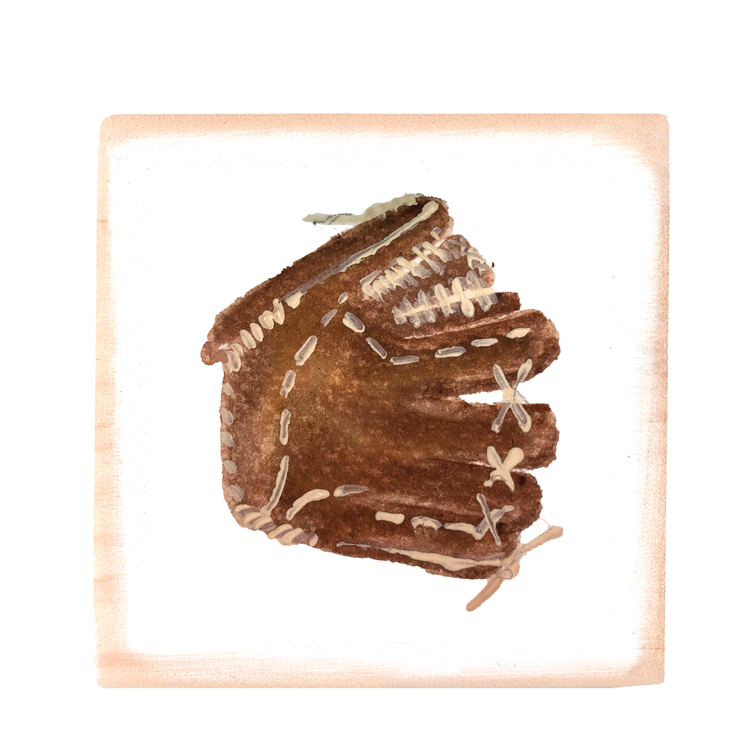 baseball glove square wood block