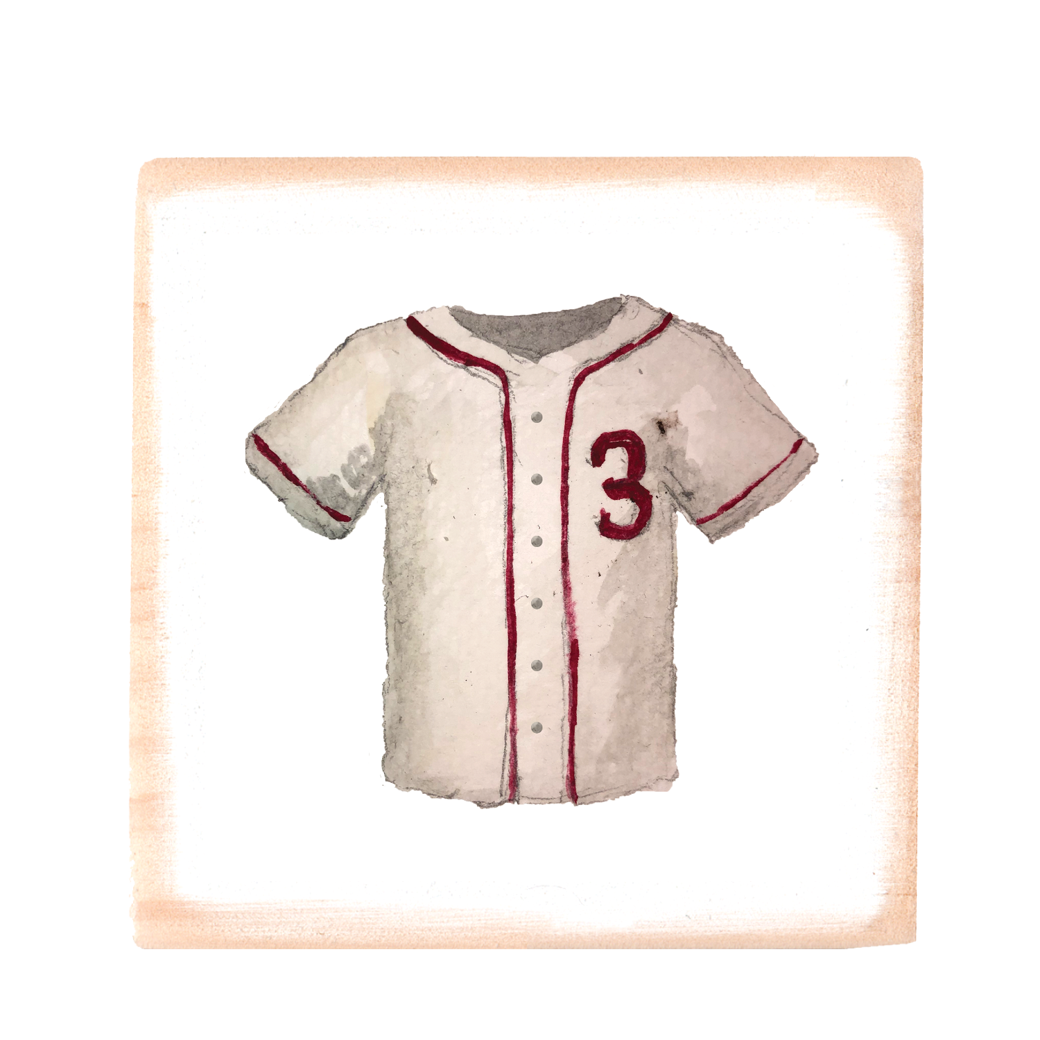 baseball jersey square wood block