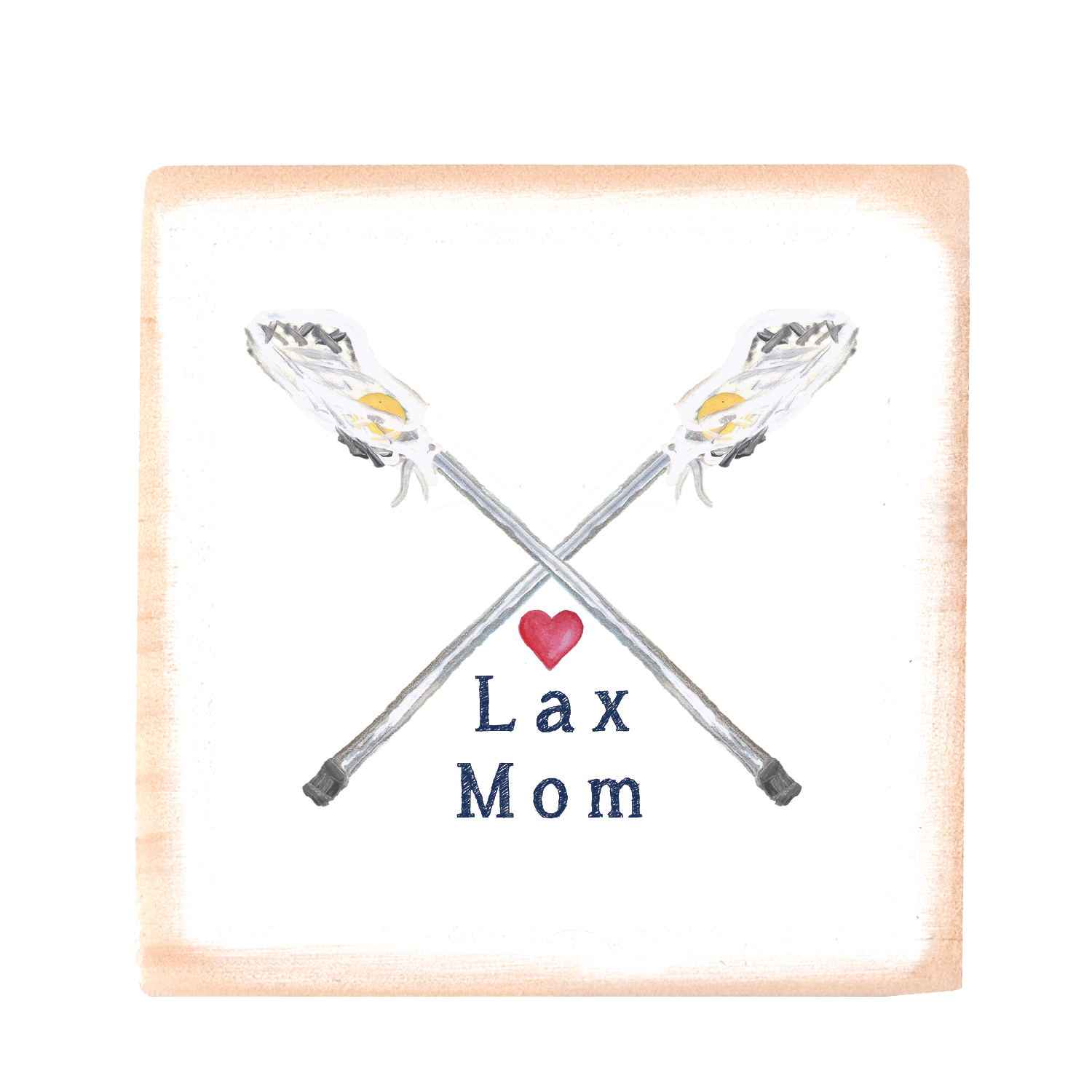 lax mom square wood block