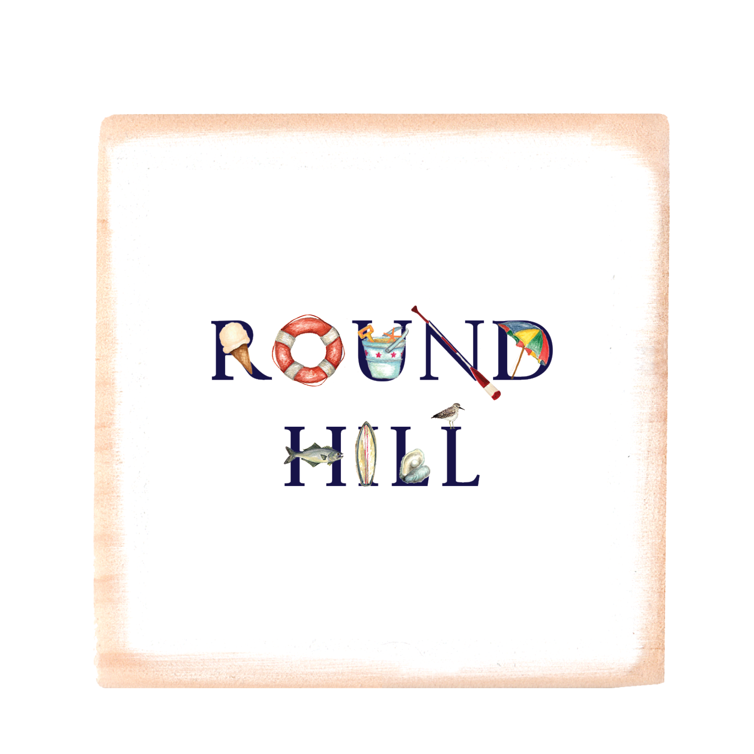 round hill beach square wood block