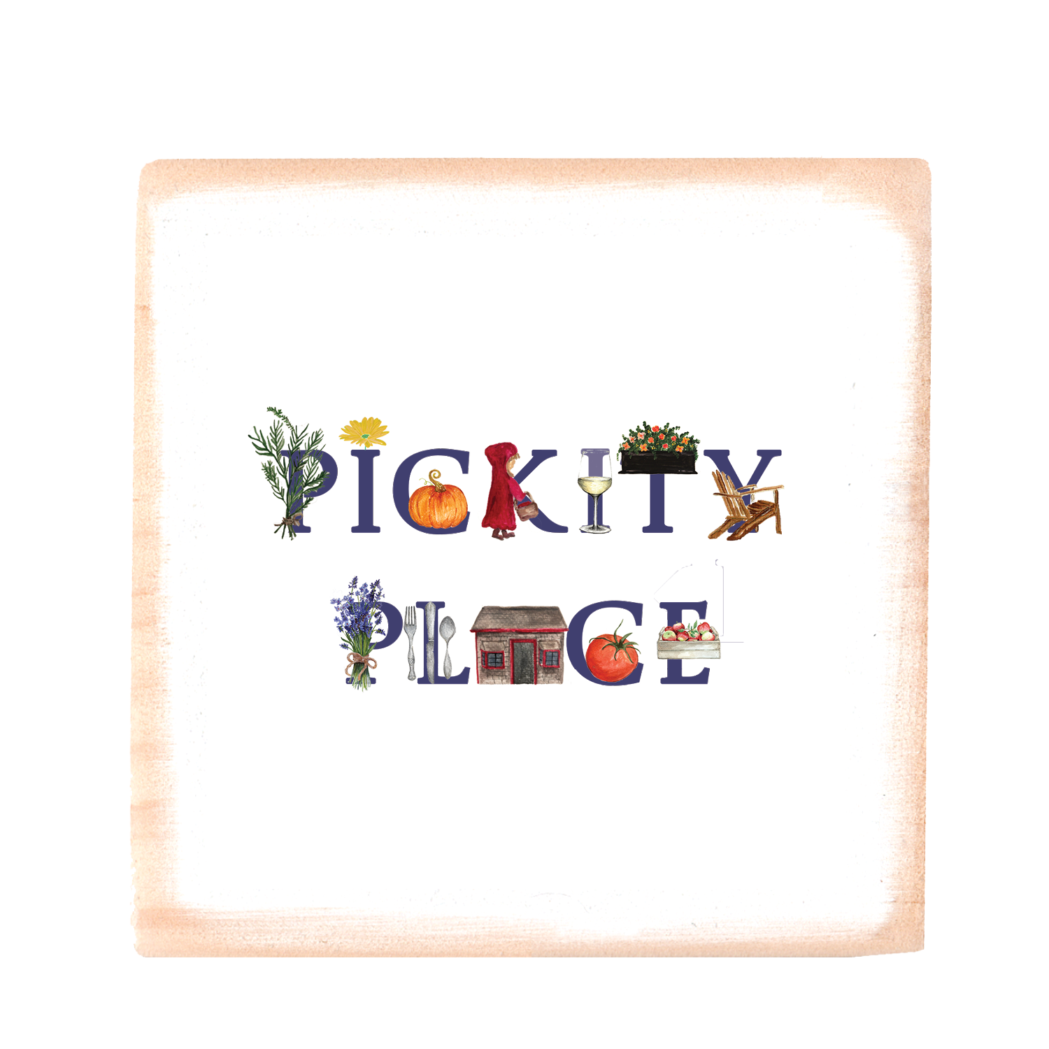 pickity place square wood block