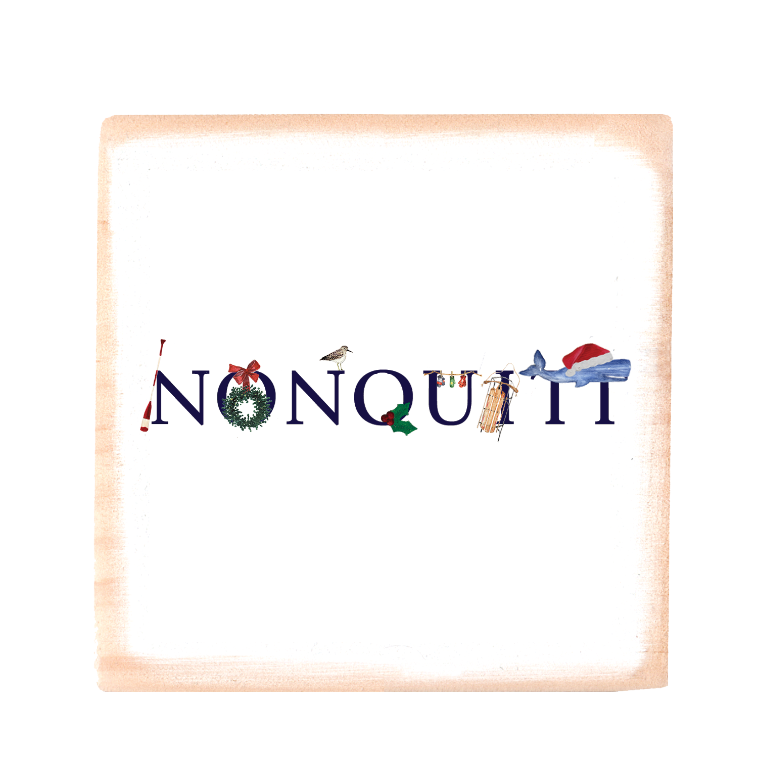 nonquitt holiday square wood block