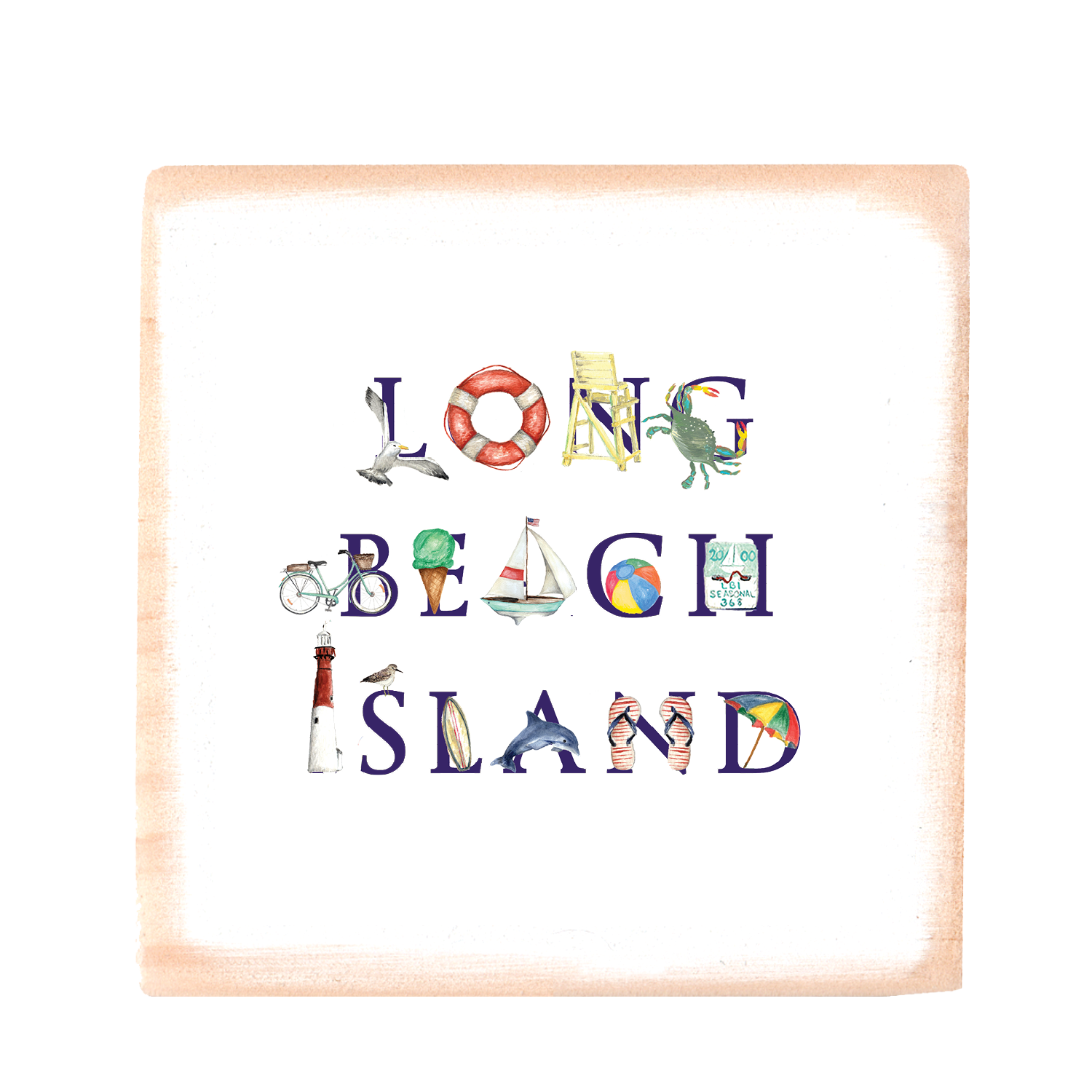 long beach island (new) square wood block