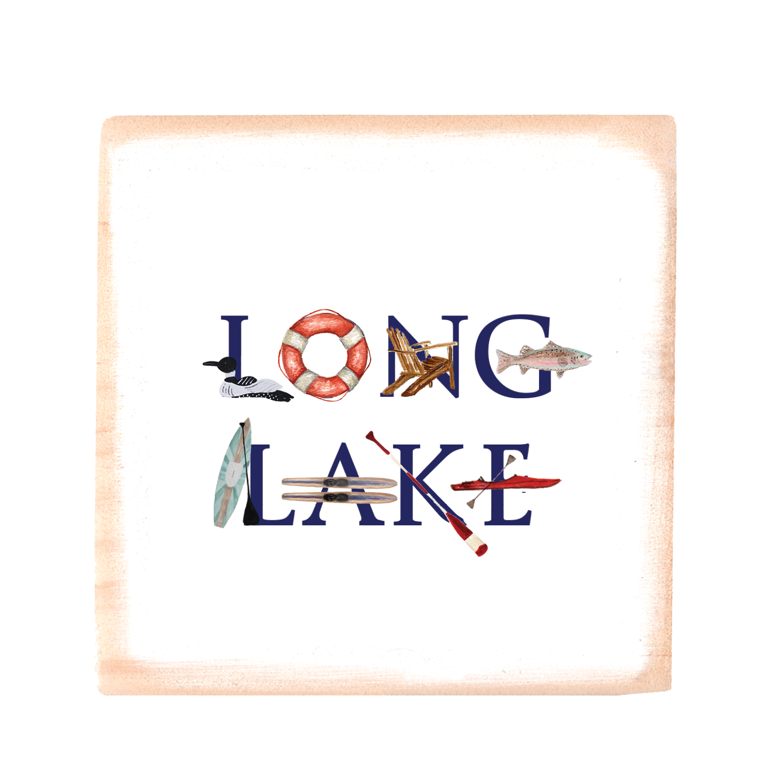 long lake square wood block