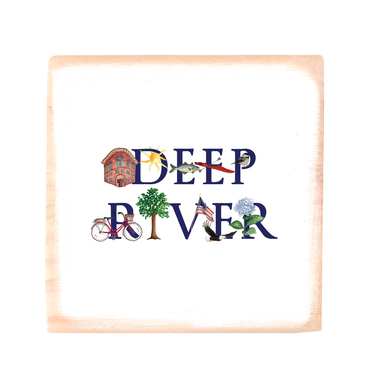 deep river square wood block