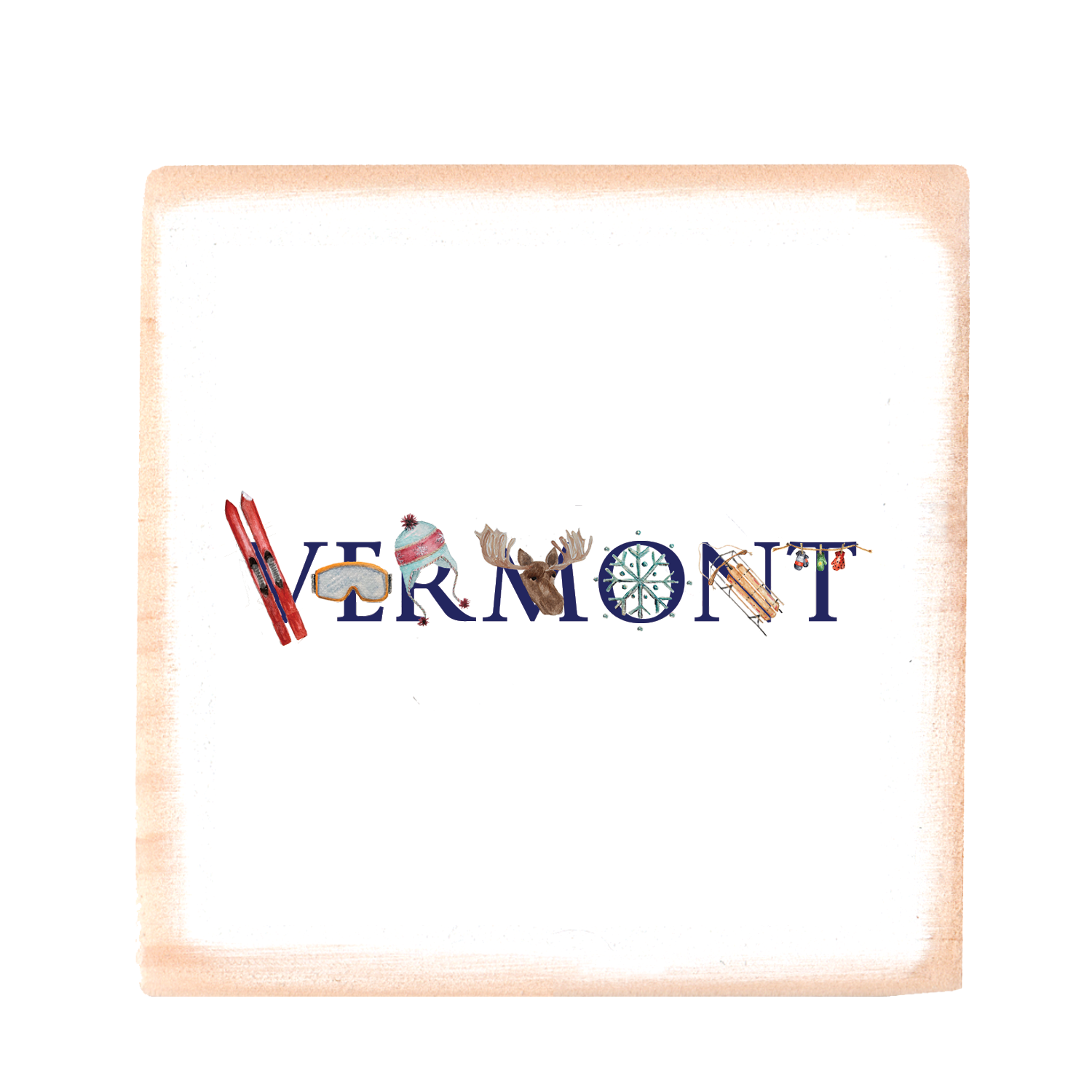 vermont winter square wood block