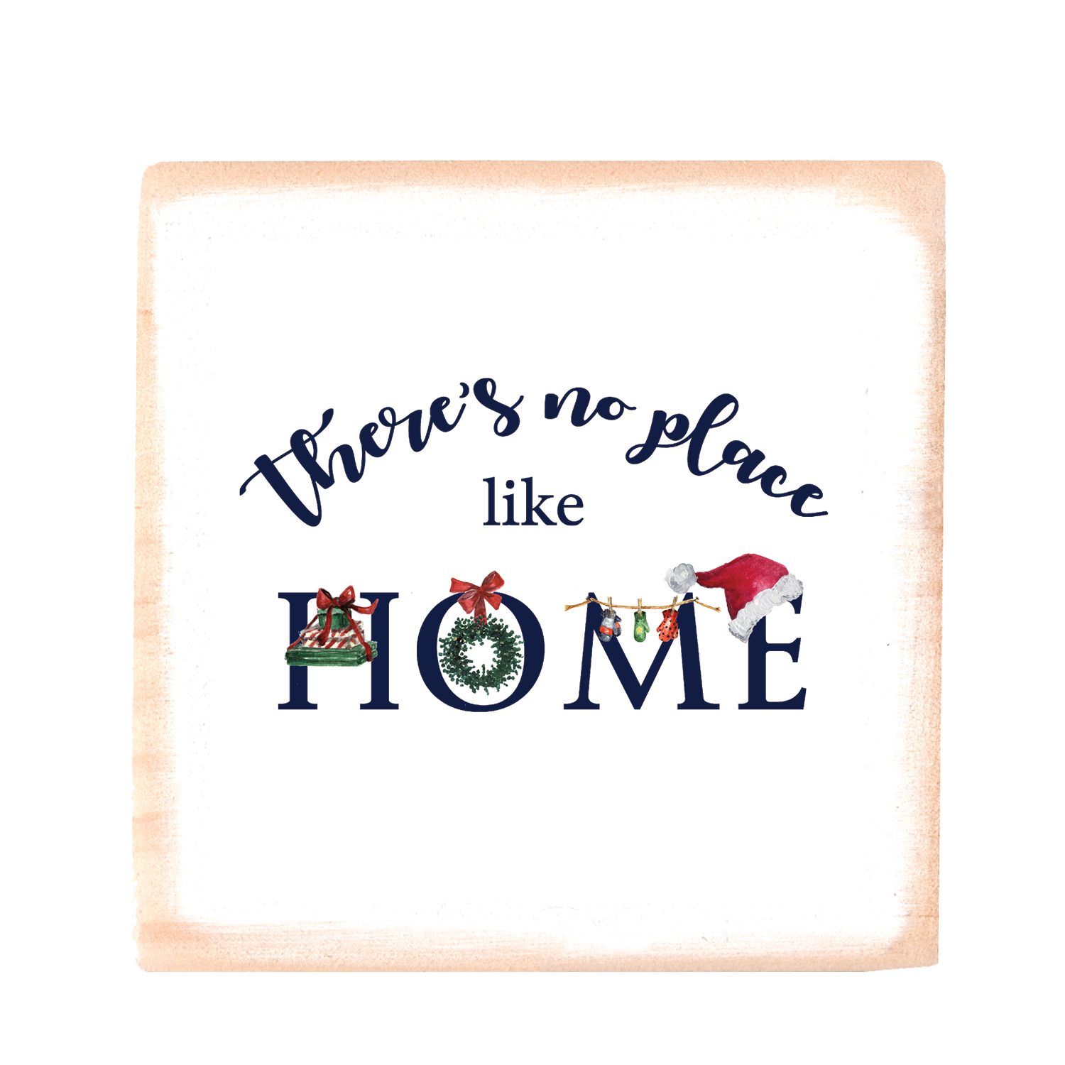 no place like home christmas square wood block