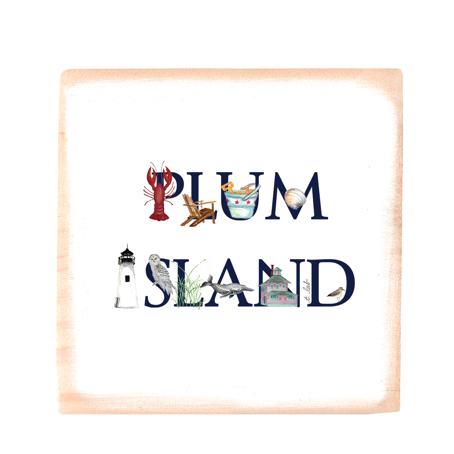 plum island square wood block