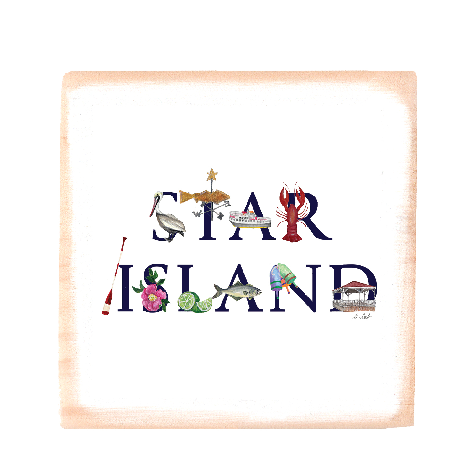 star island square wood block