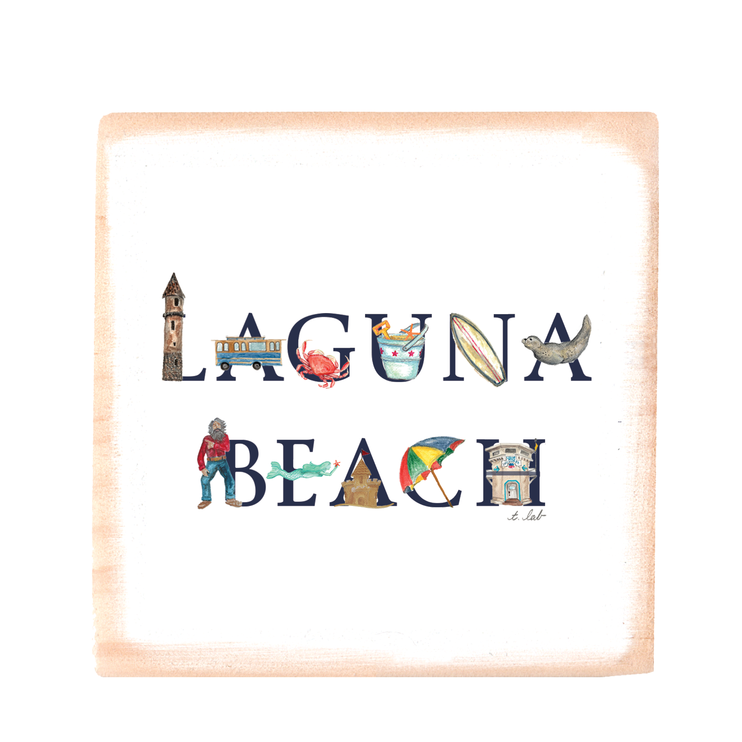 laguna beach square wood block