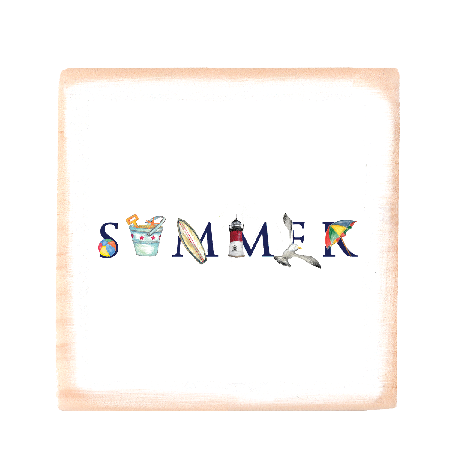 summer (new england version) square wood block