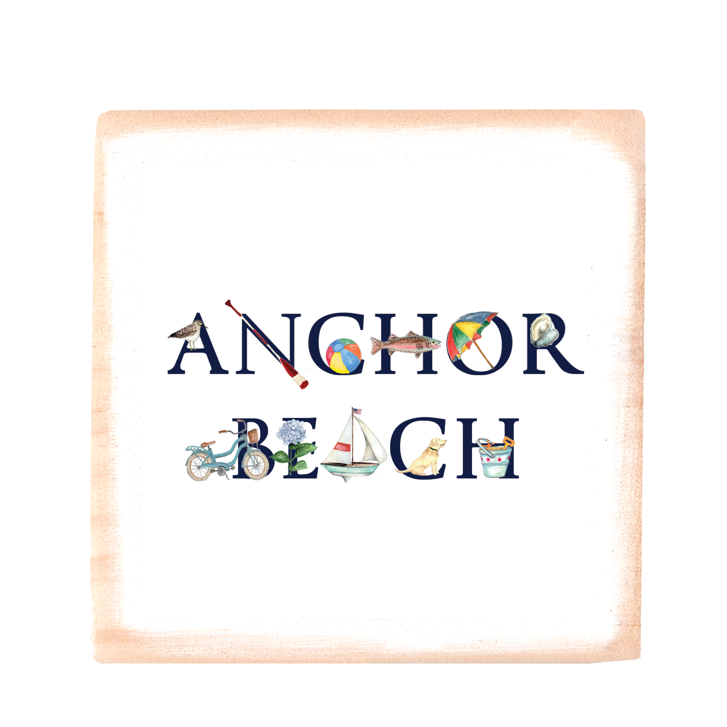 anchor beach square wood block