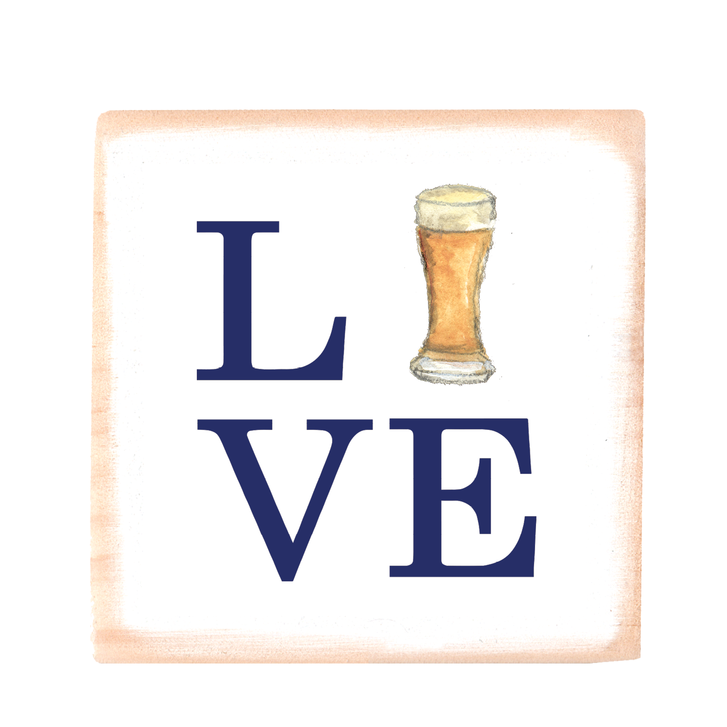 love beer square wood block