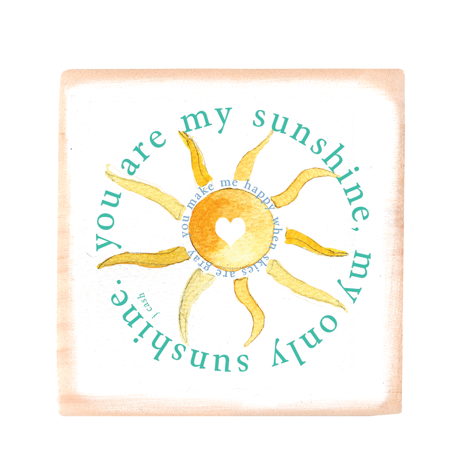 you are my sunshine square wood block