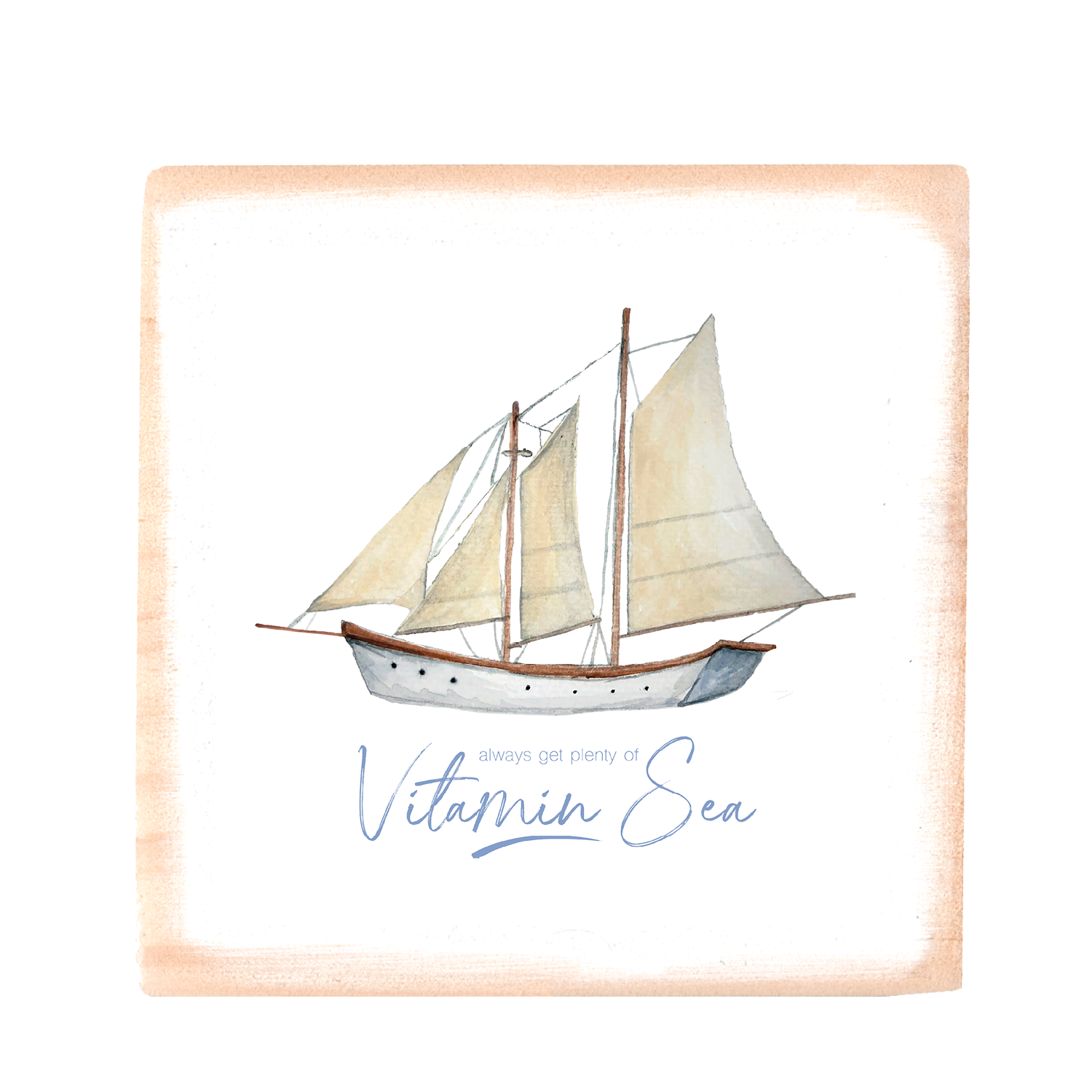 vitamin sea square wood block