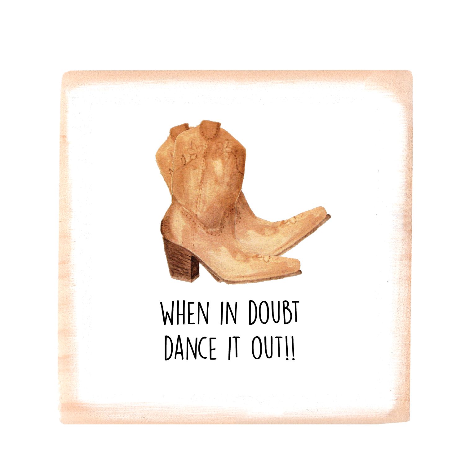 dance it out square wood block