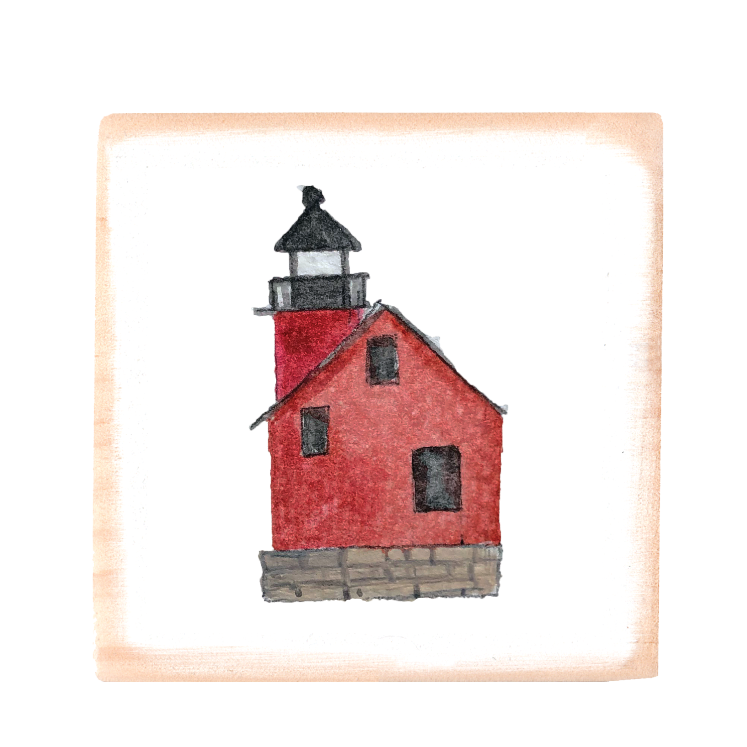 samoset lighthouse square wood block