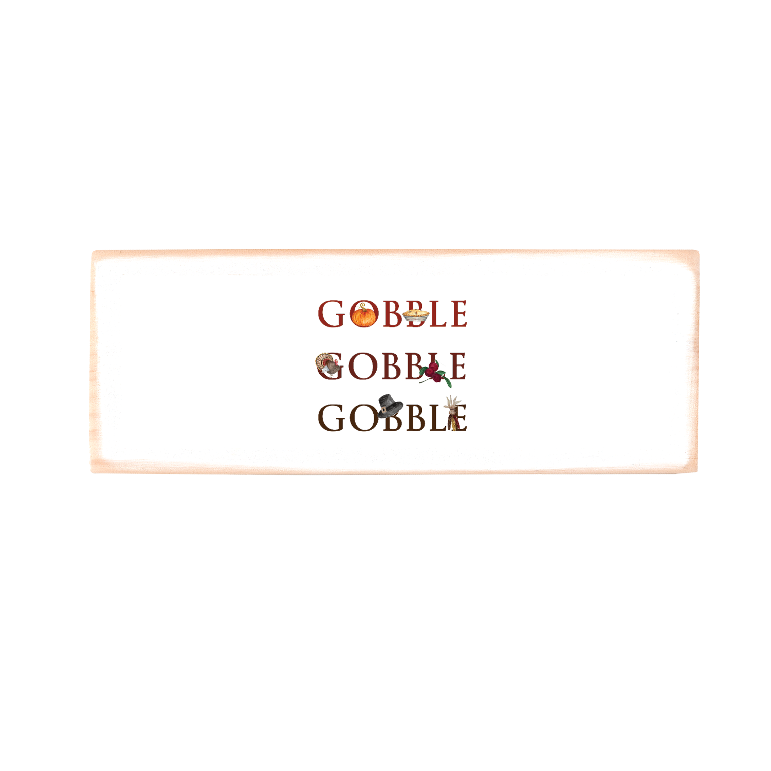 gobble gobble gobble rectangle wood block