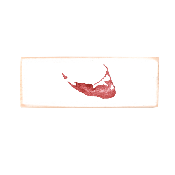 nantucket map in nantucket red wood block rectangle - Tina Labadini Designs