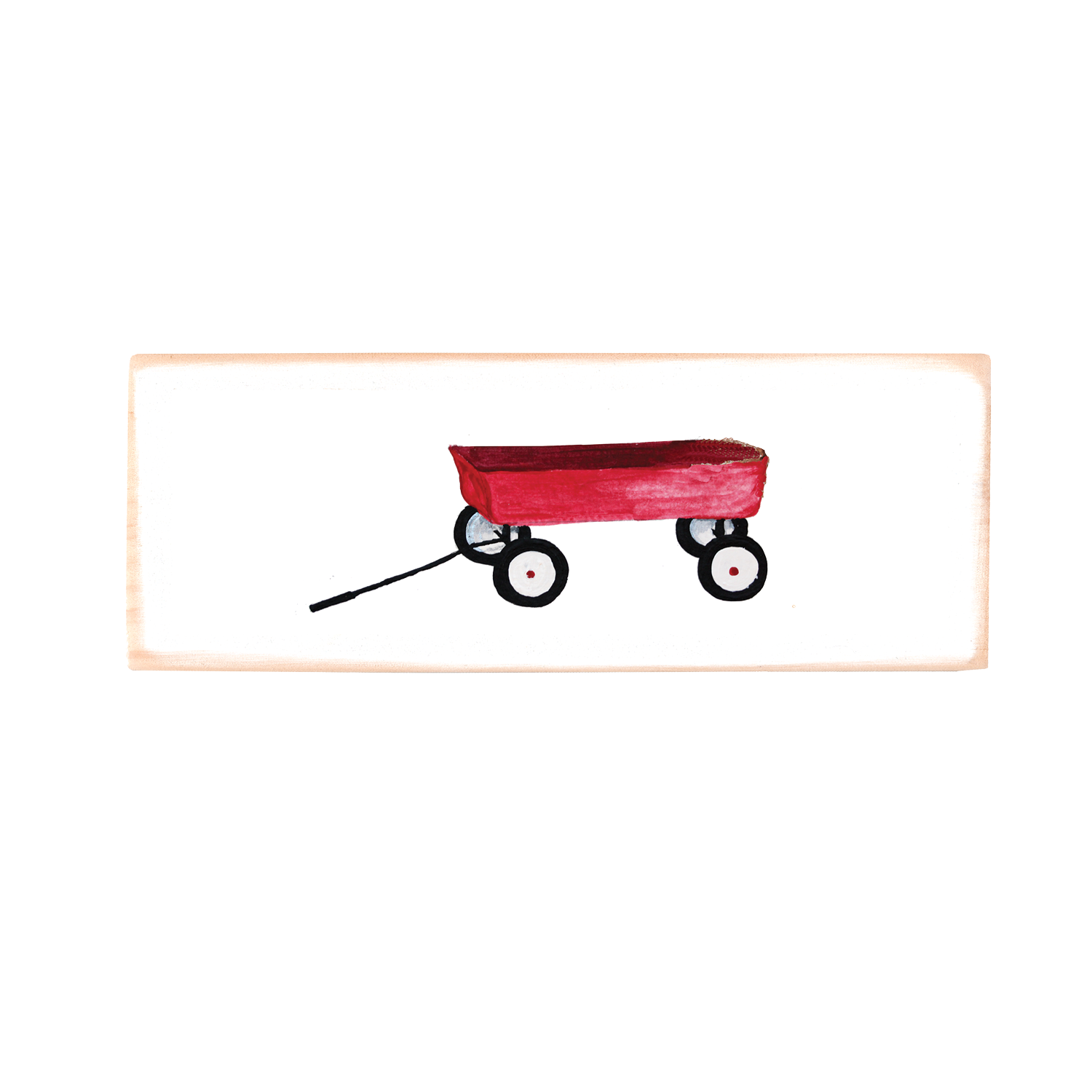 little red wagon rectangle wood block