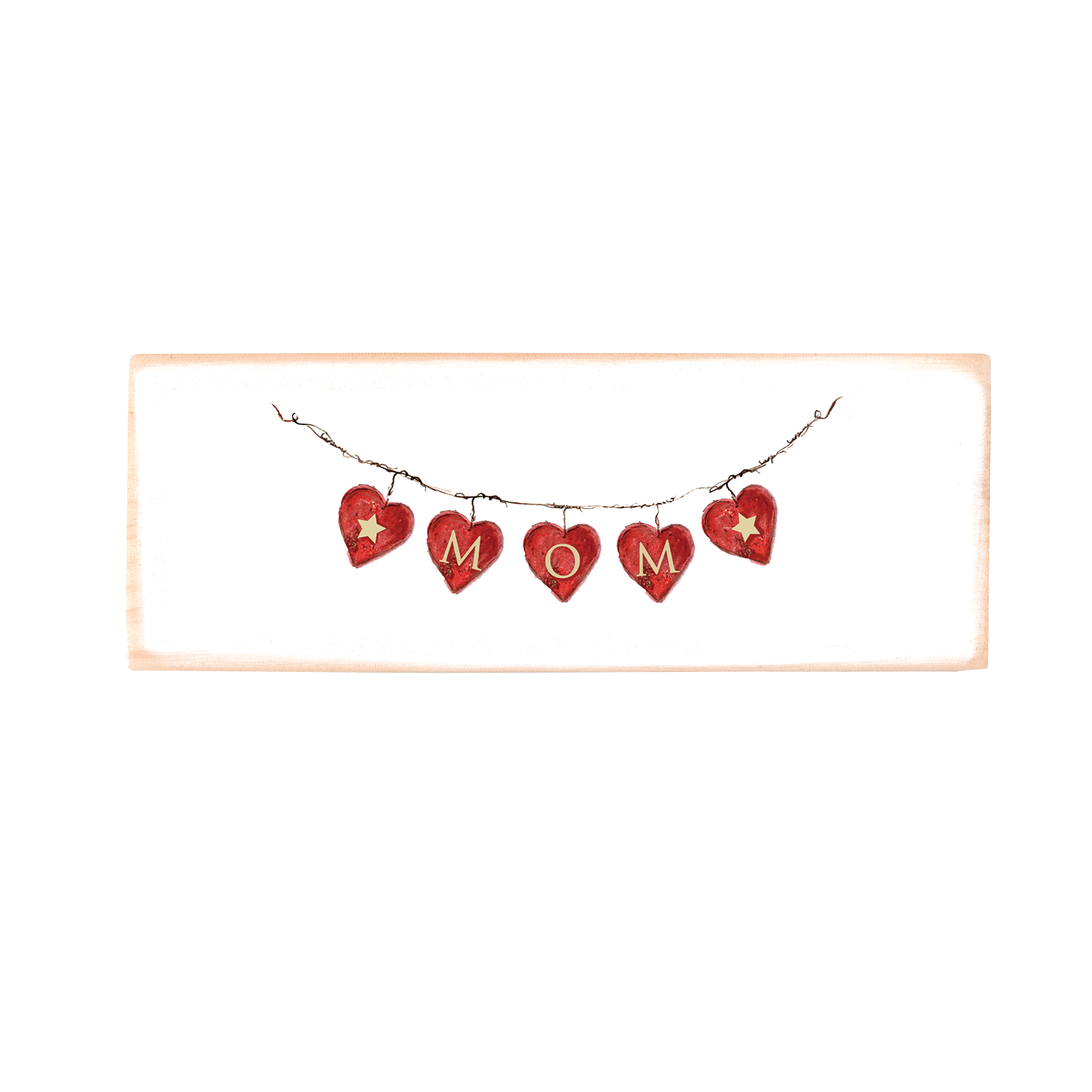 hearts on wire mom rectangle wood block