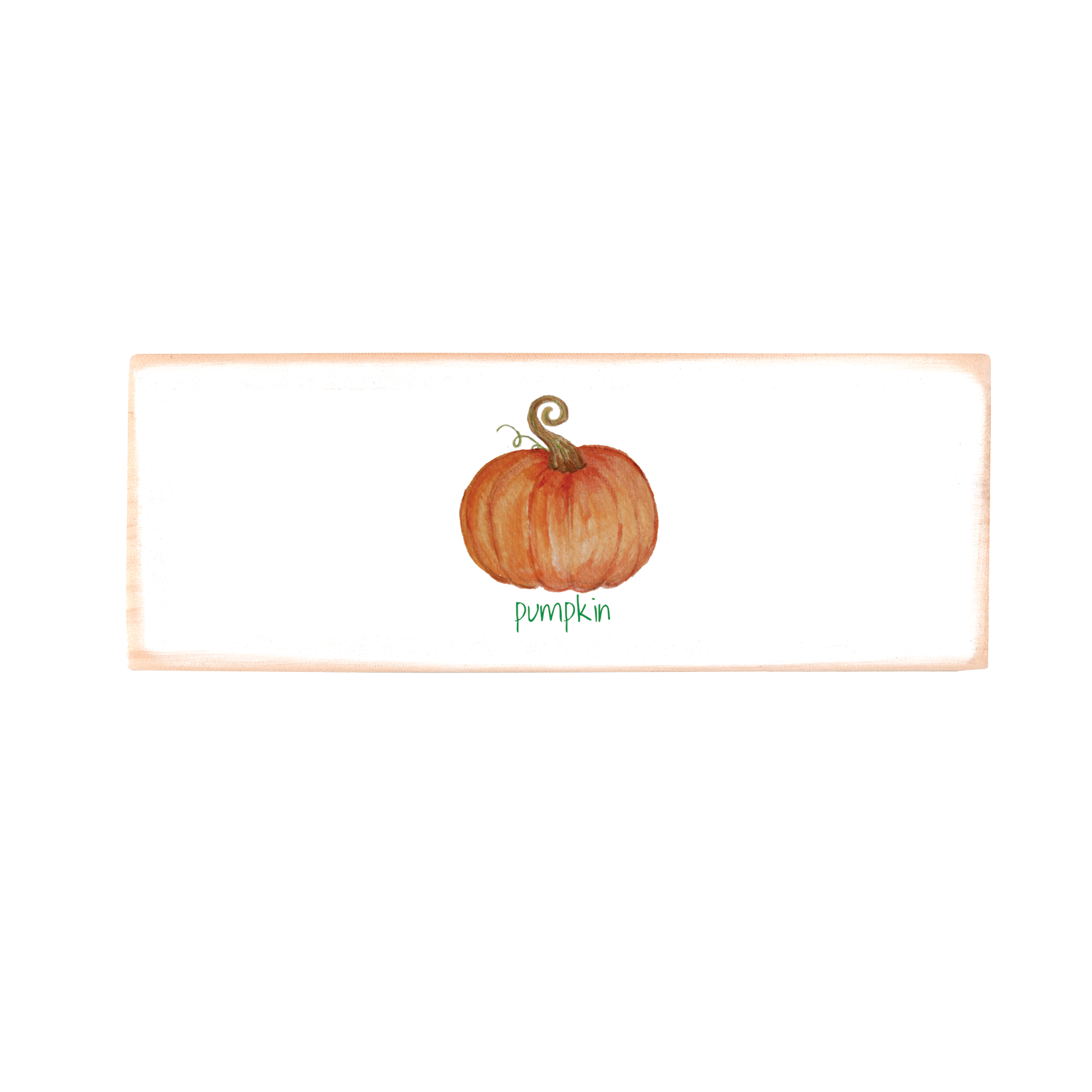 Pumpkin with pumpkin text rectangle wood block