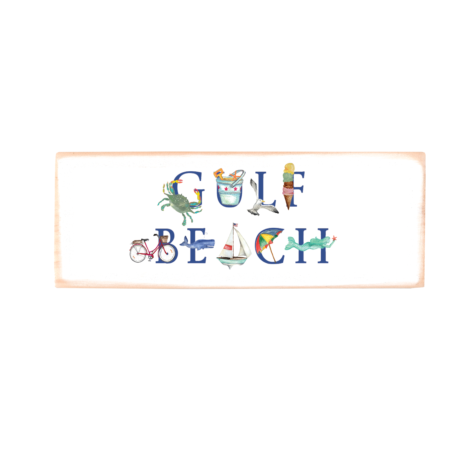 gulf beach rectangle wood block