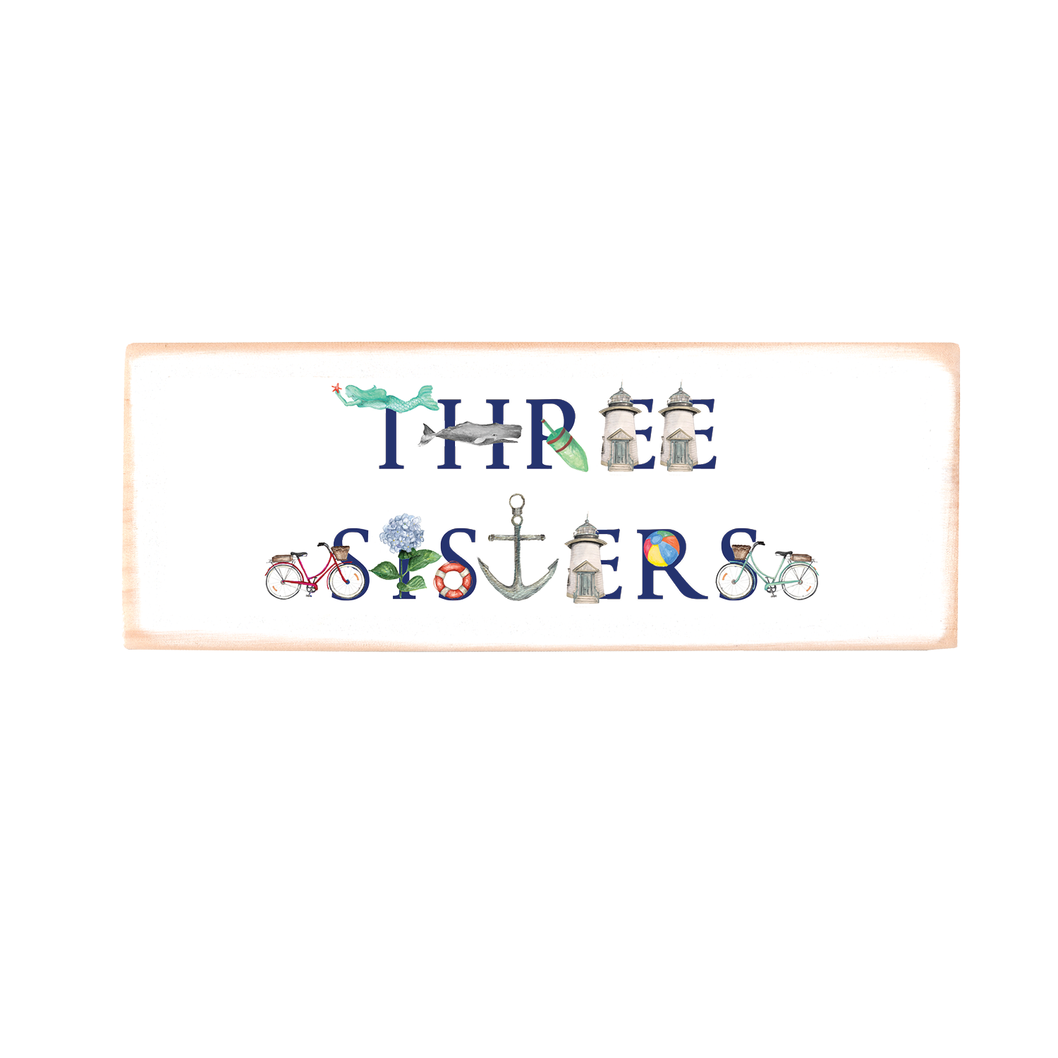 three sisters rectangle wood block