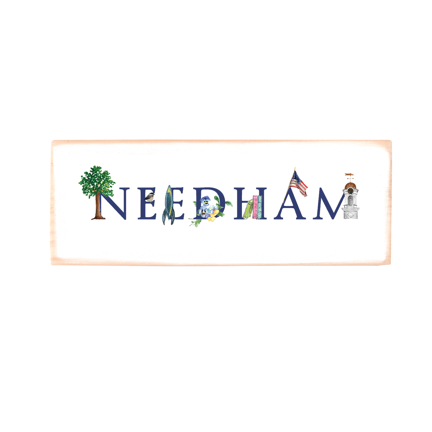 needham rectangle wood block
