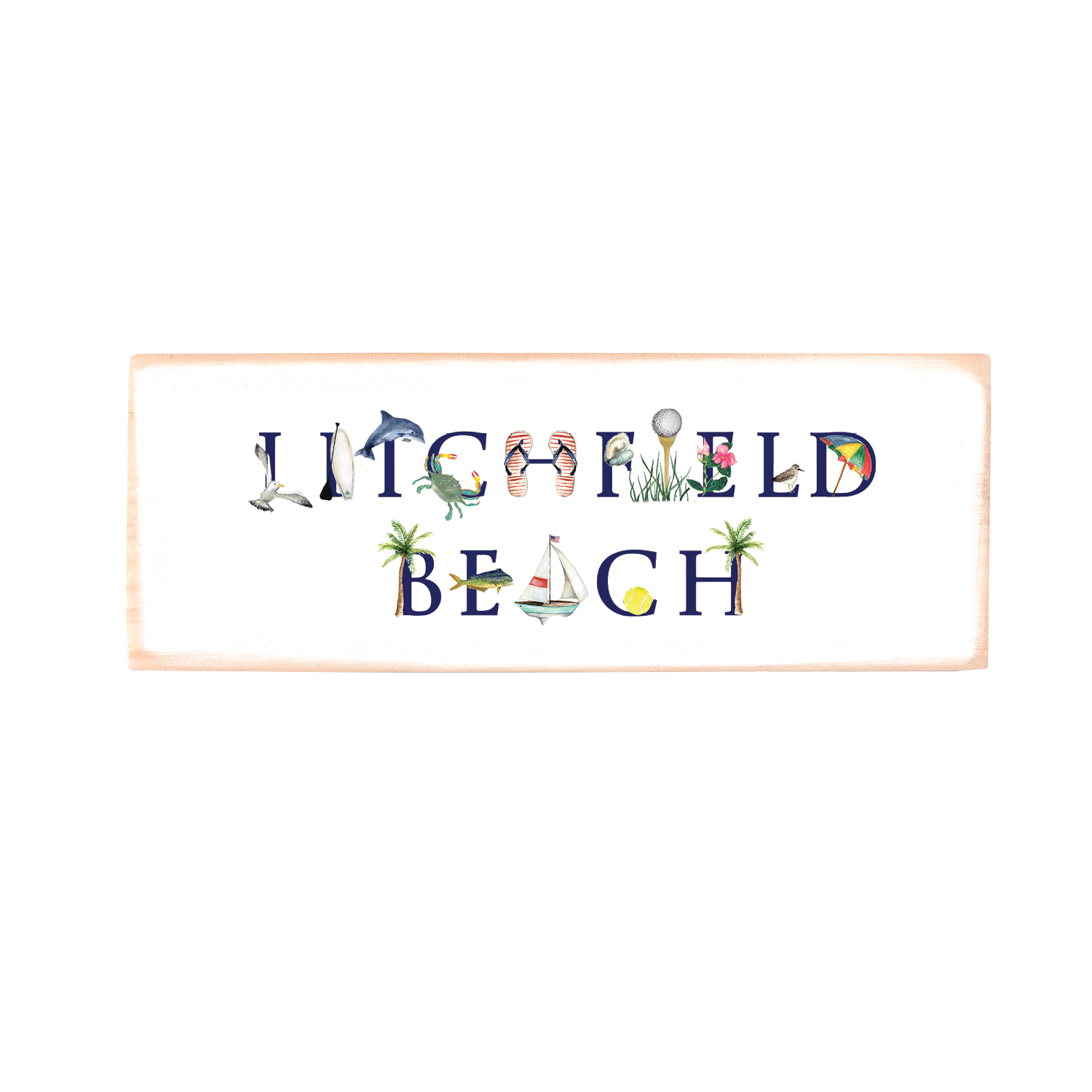 litchfield beach rectangle wood block