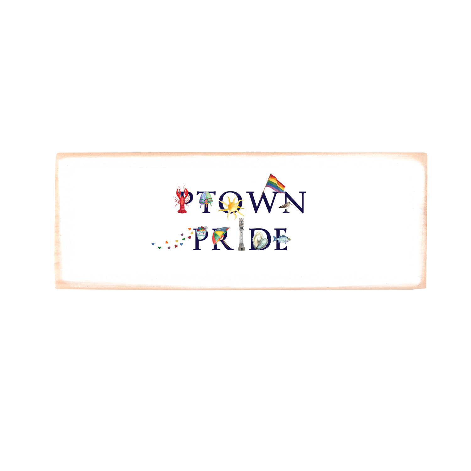 ptown pride rectangle wood block