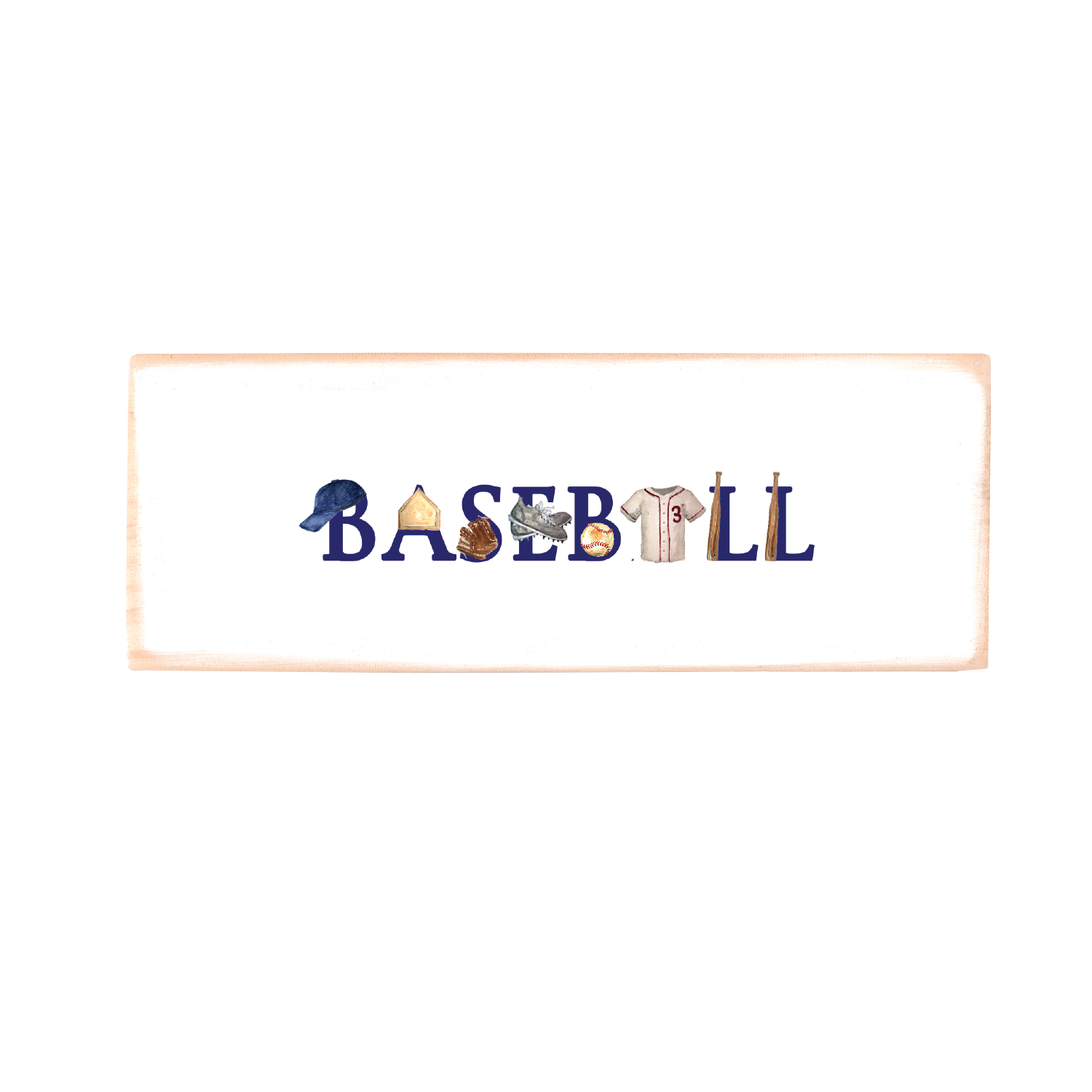 baseball rectangle wood block