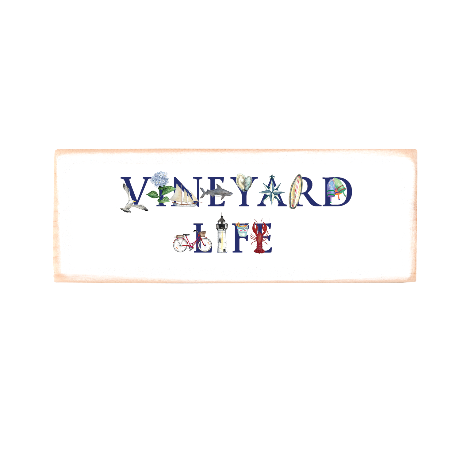 vineyard life rectangle wood block