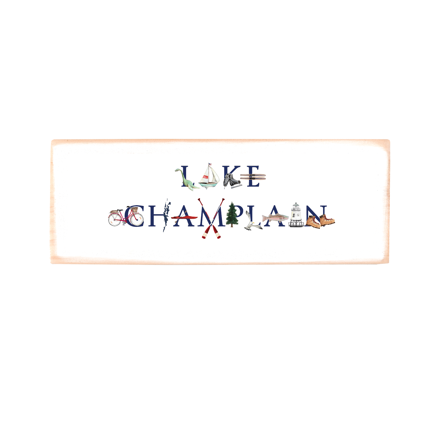 lake champlain rectangle wood block