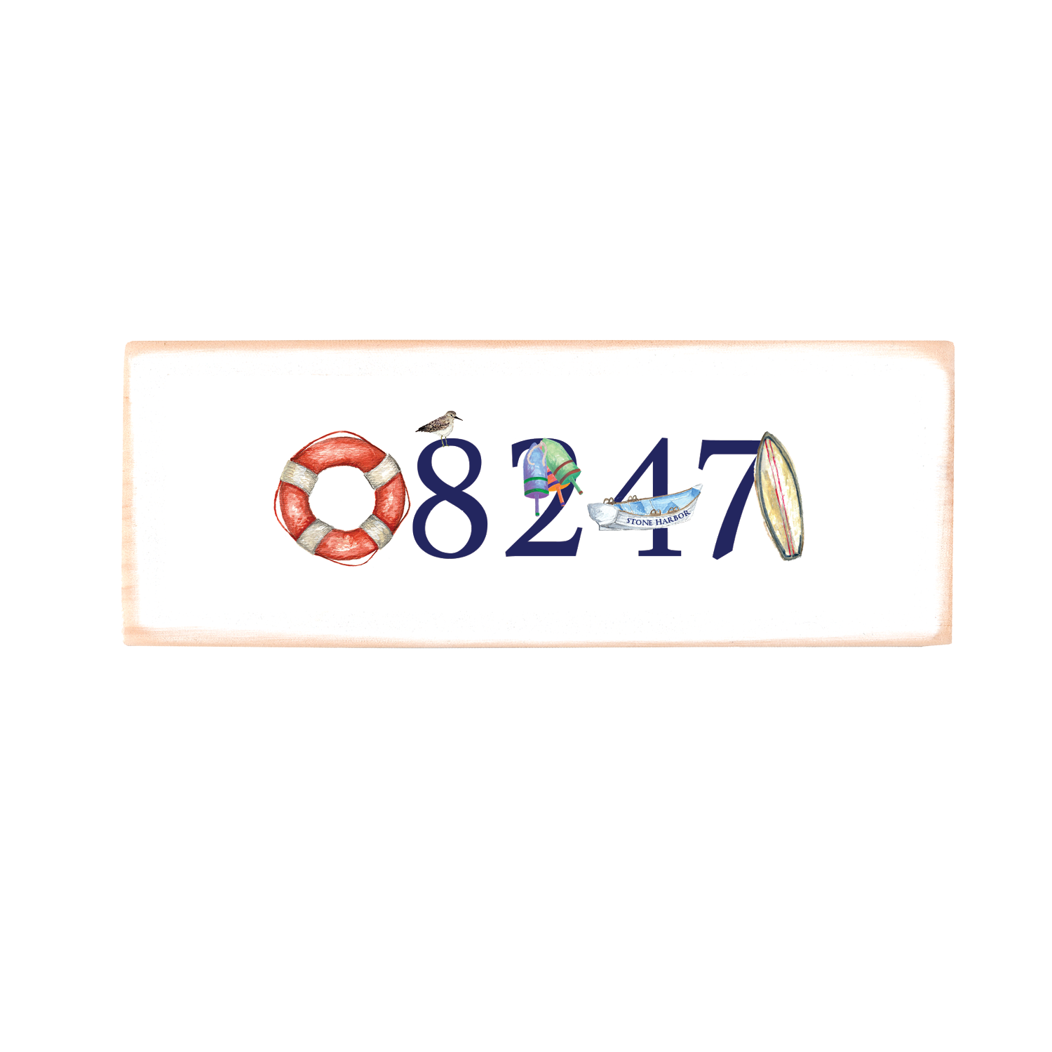 stone harbor zip code 08247 rectangle wood block