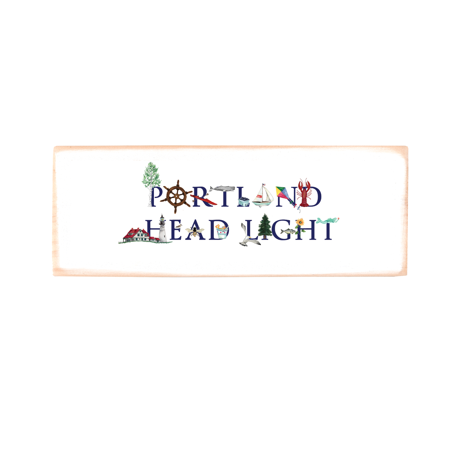 portland head light rectangle wood block