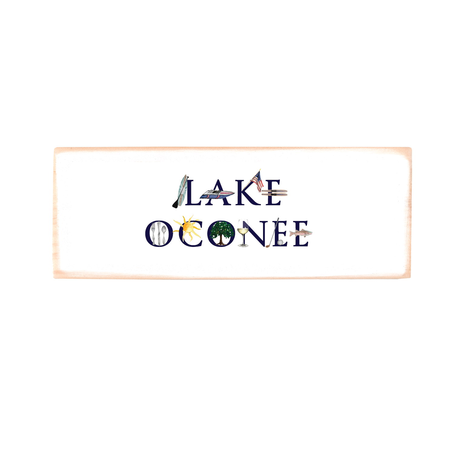 lake oconee wood block rectangle