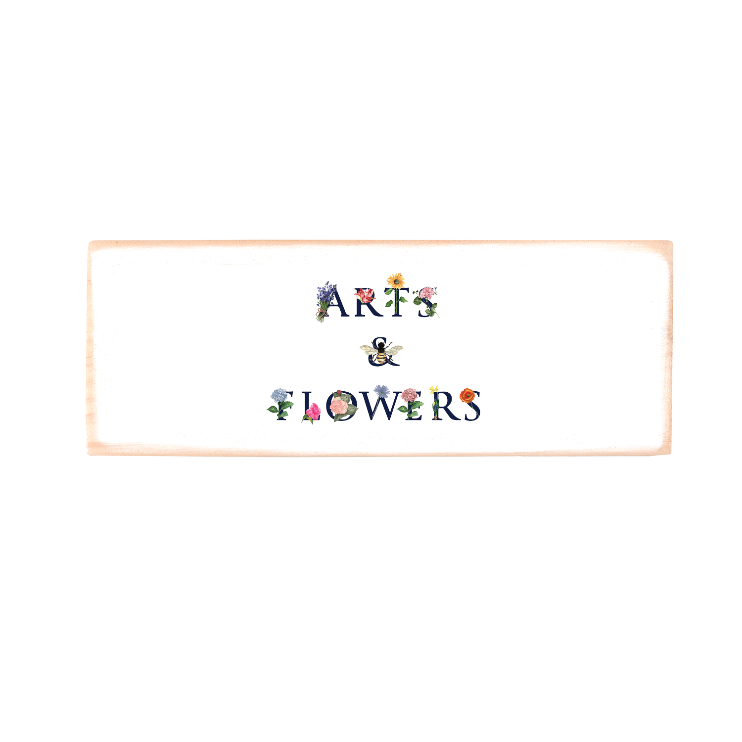 arts and flowers wood block rectangle