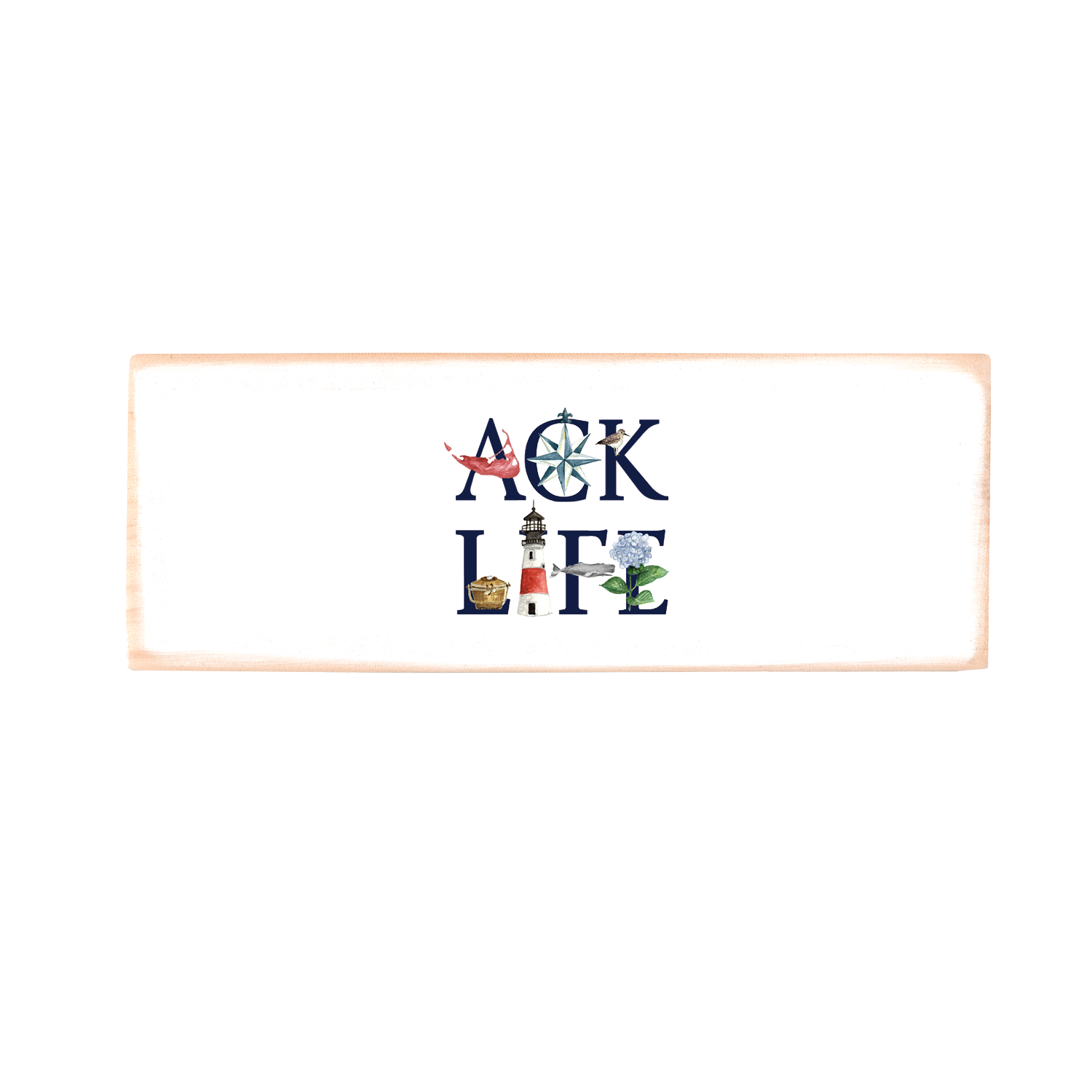 ACK LIFE Nantucket wood block rectangle