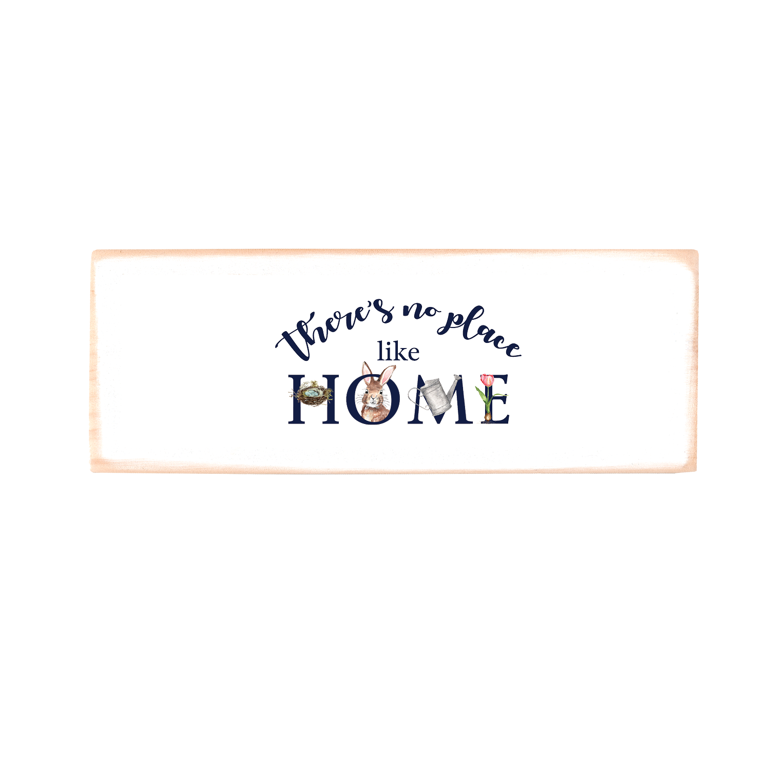 no place like home spring wood block rectangle