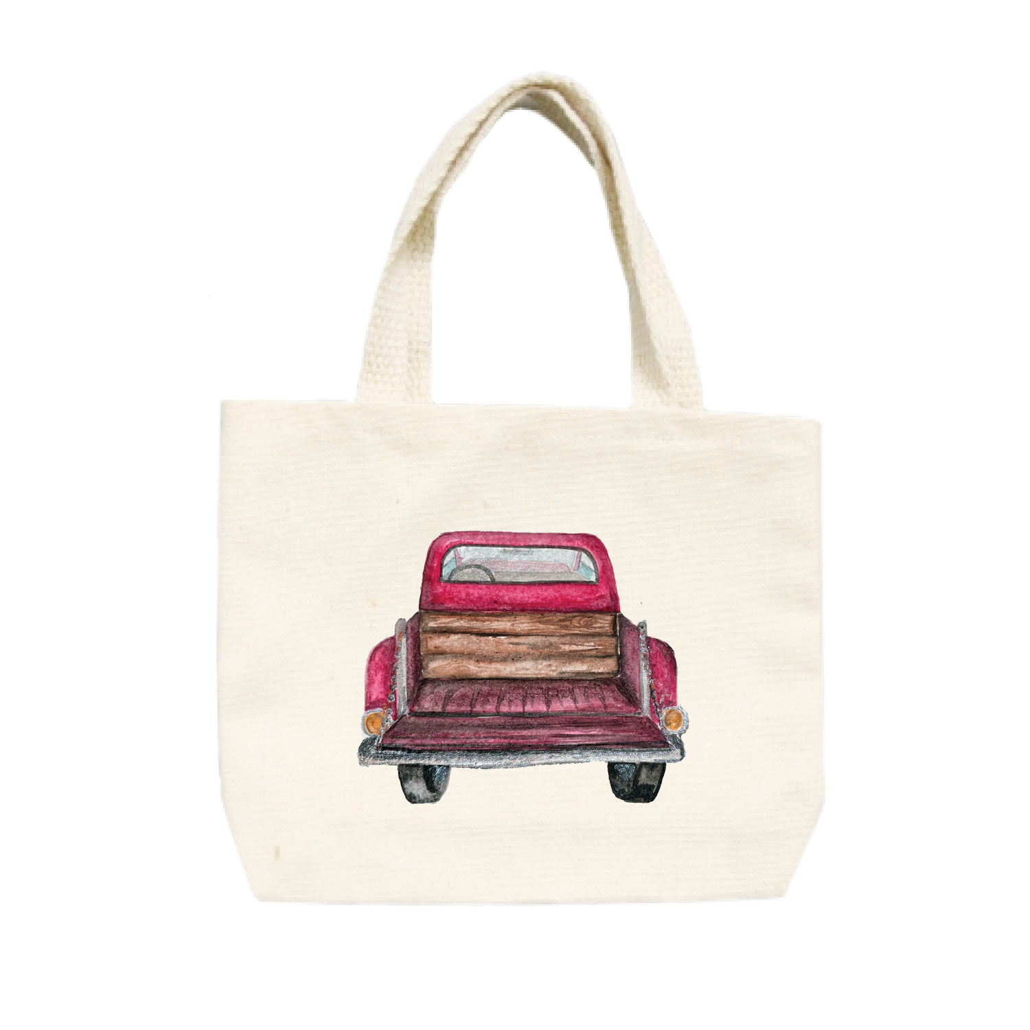 red pick up tailgate down small tote