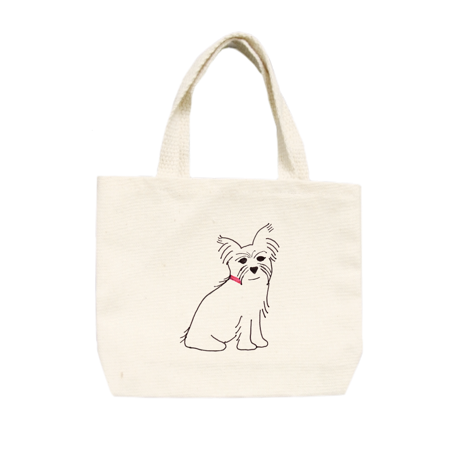 yorkie pen drawing small tote