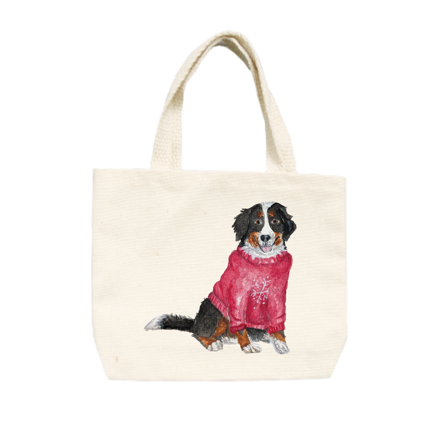 bernese mountain dog in sweater small tote