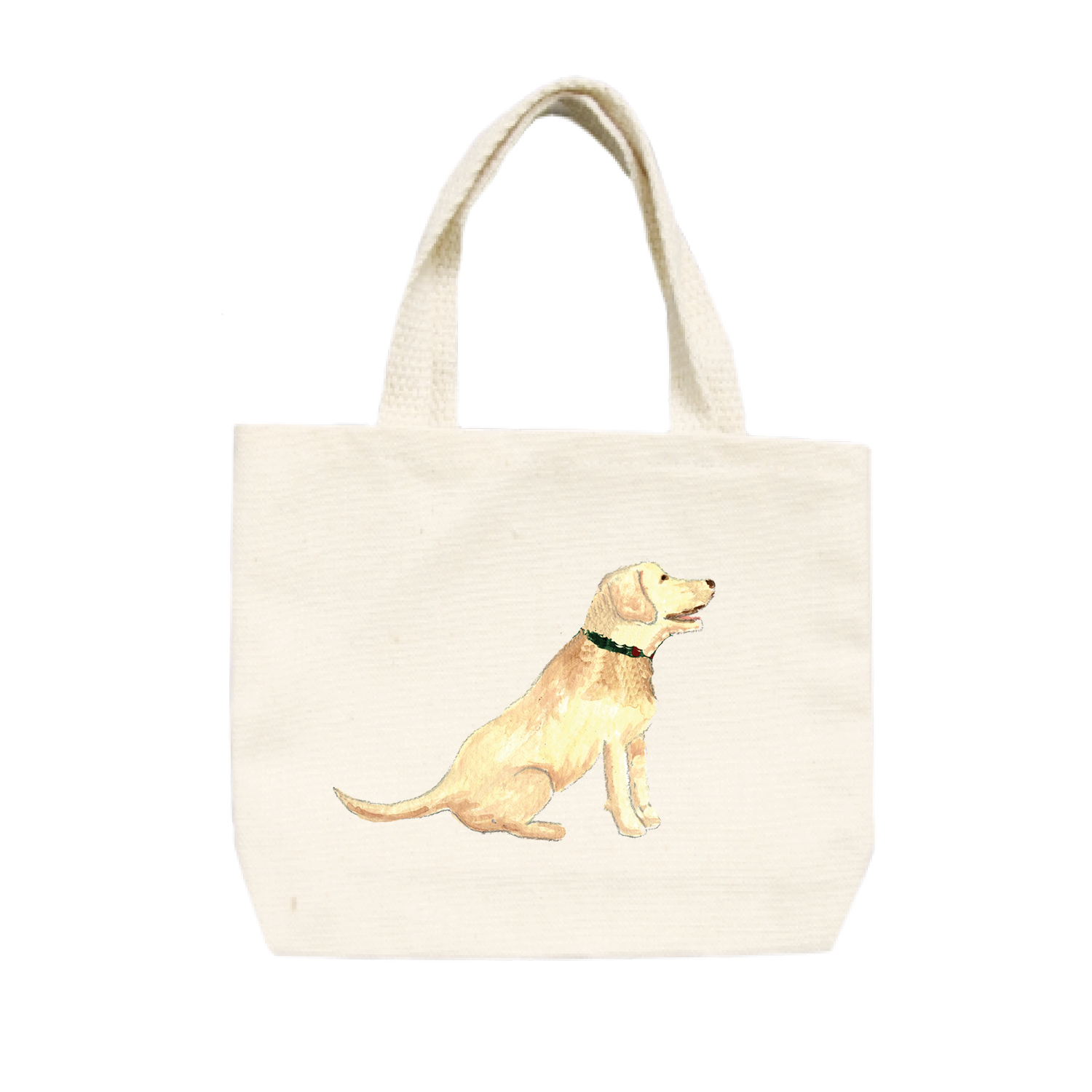 yellow lab sitting small tote