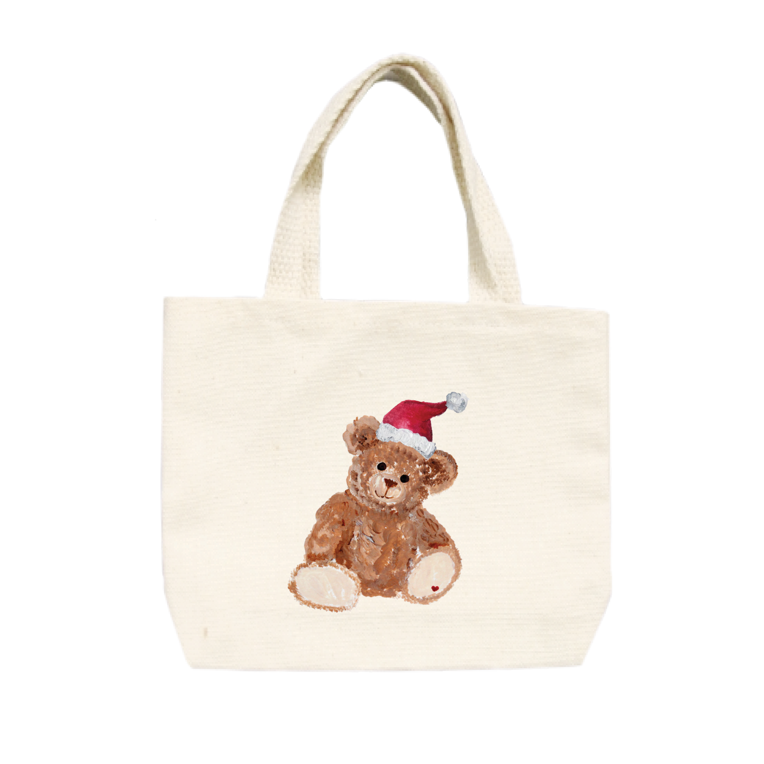 teddy in santa hat small tote