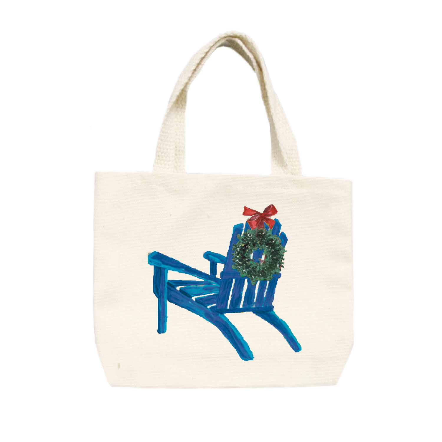 blue chair and wreath small tote